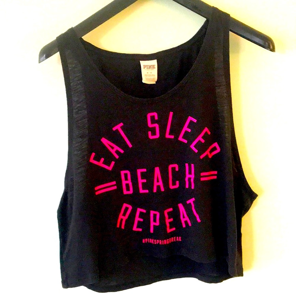 Pink /Cropped Tank Eat Sleep Beach Repeat